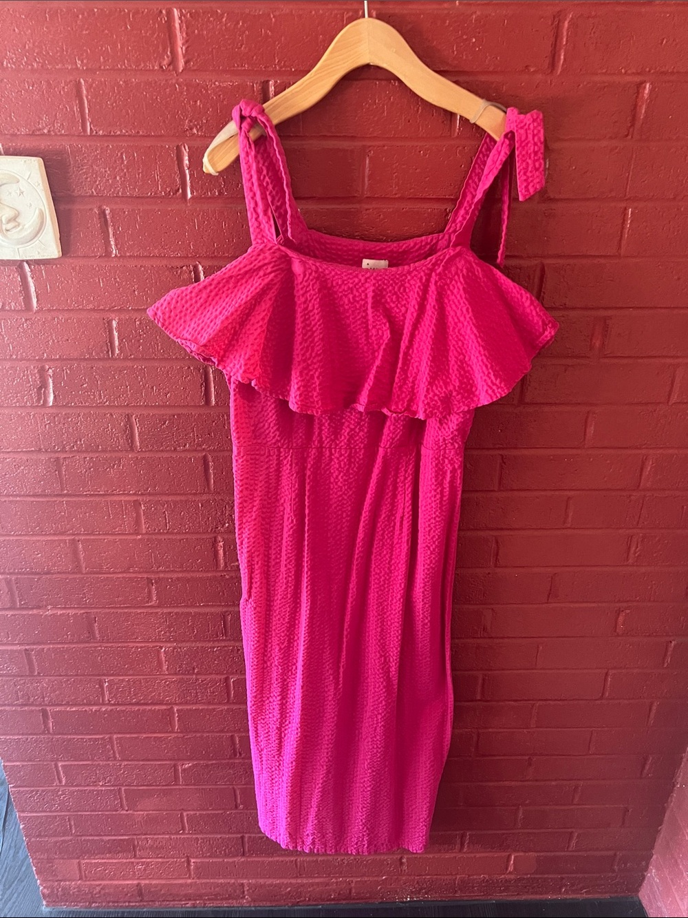 a new day Hot Pink Ruffle Strap Midi Dress